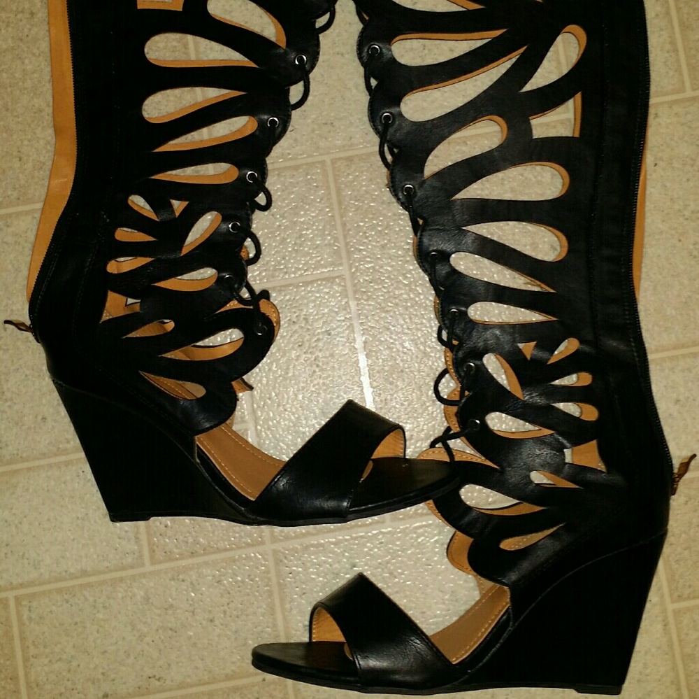 Forever Wedge Cut Out Calf Heels